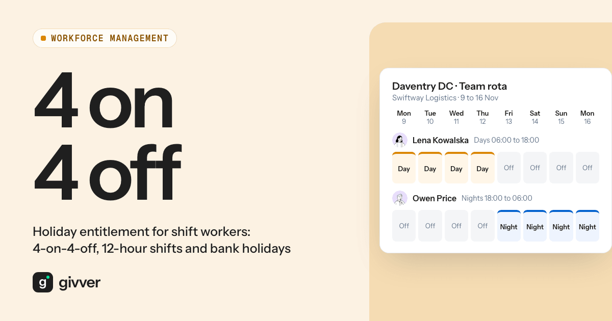 Holiday entitlement for shift workers: 4-on-4-off, 12-hour shifts and bank holidays